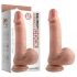Kaksikihiline realistlik dildo munanditega - 18cm (naturaalne)