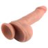 Kaksikihiline realistlik dildo munanditega - 18cm (naturaalne)