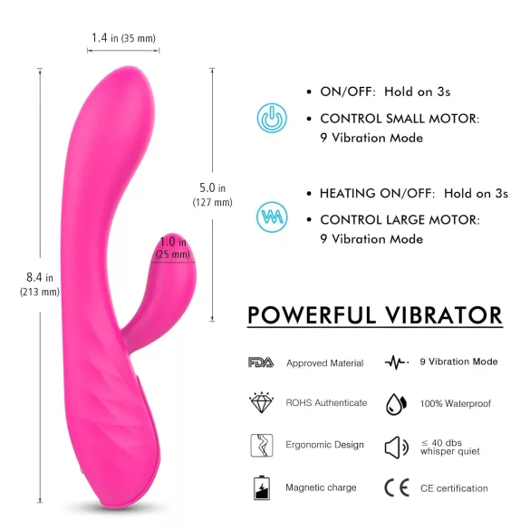 Sex HD Muses - akuga veekindel soojendav vibraator - roosa