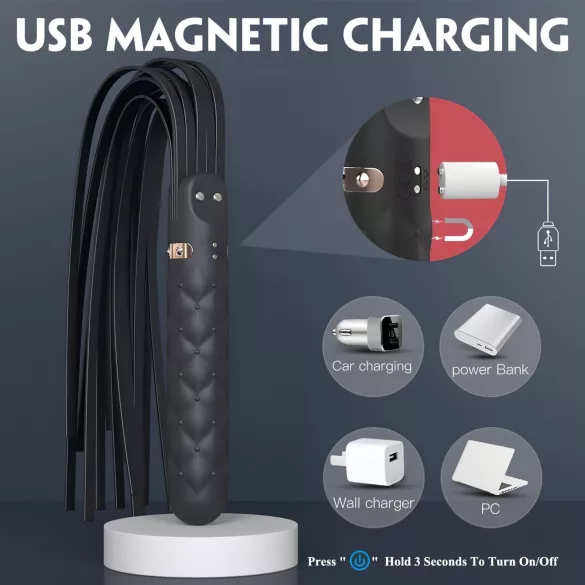 Sex HD Bloody Mary - aku vibraator ja piits - must - veekindel