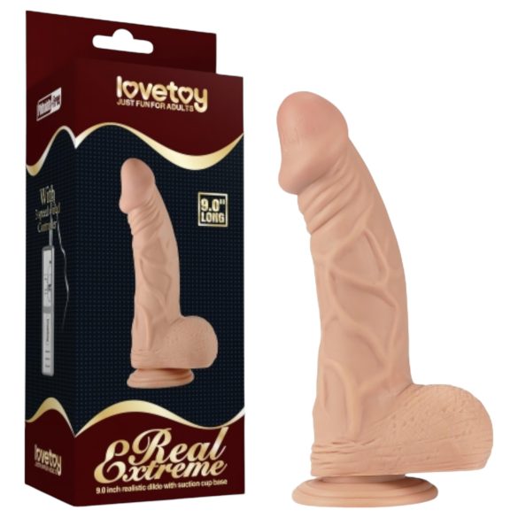 Lovetoy Real Extreme - dildos imikupadjaga - 23cm - naturaalne