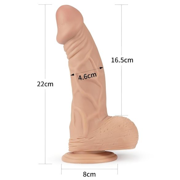 Lovetoy Real Extreme - dildos imikupadjaga - 23cm - naturaalne