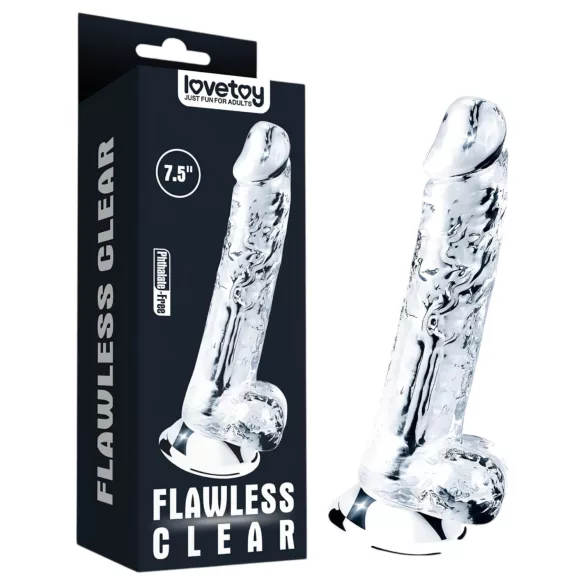 Lovetoy Flawless Clear - dildoga iminapaga - 19cm - läbipaistev