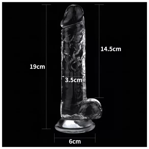 Lovetoy Flawless Clear - dildoga iminapaga - 19cm - läbipaistev