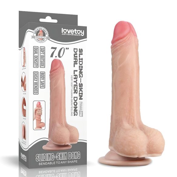 Lovetoy Sliding-Skin - realistlik dildokepp - kahekordne kiht - 18 cm naturaalne