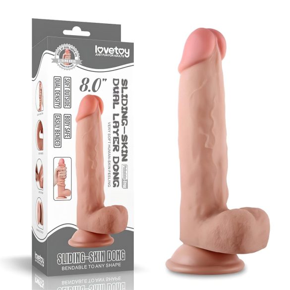 Lovetoy Sliding-Skin - realistlik dildos - kahekordne kiht - 21cm naturaalne
