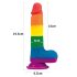Prider realistlik vikerkaare dildo munanditega - 20cm