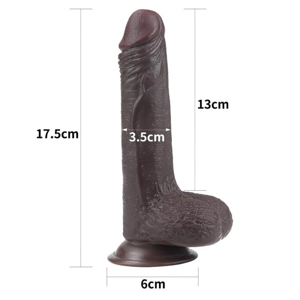 Lovetoy Sliding-Skin - realistlik kahekihiline dildo - 18 cm - pruun
