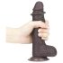 Lovetoy libisev nahk - kahekordne dildo - 18cm (pruun)