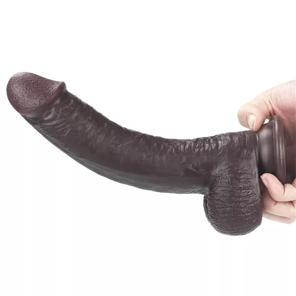 Lovetoy Sliding-Skin - realistlik kahekihiline dildo - 23 cm - pruun