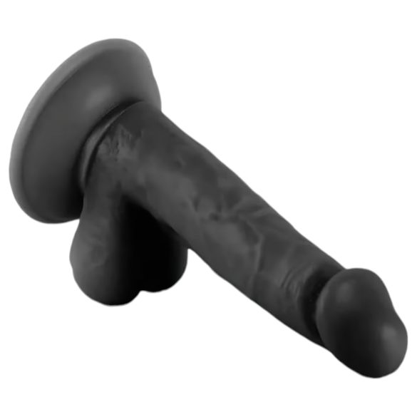 Mr. Rude - realistlik dildo munanditega iminapaga - 17 cm must