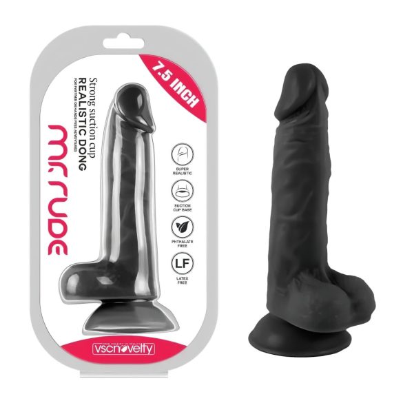 Mr. Rude - realistlik munanditega dildos imukaga - 19 cm must