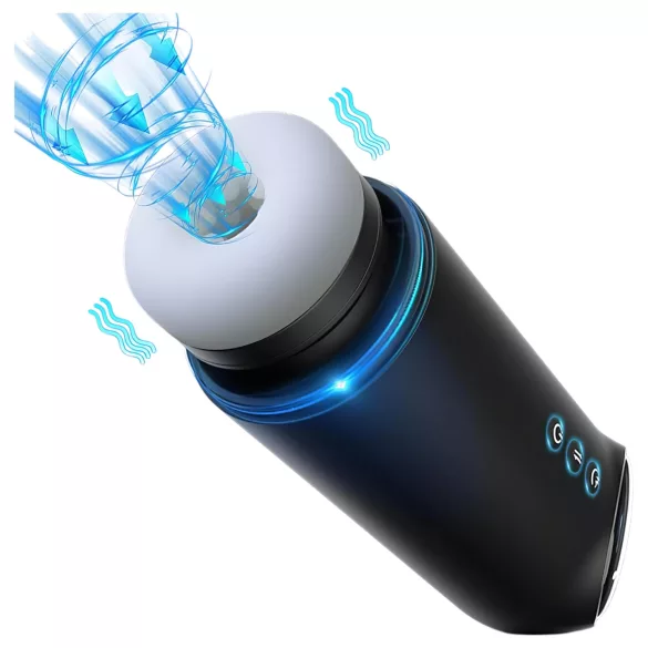 Leopard - automaatne masturbator imemis- ja vibreeriva funktsiooniga - must