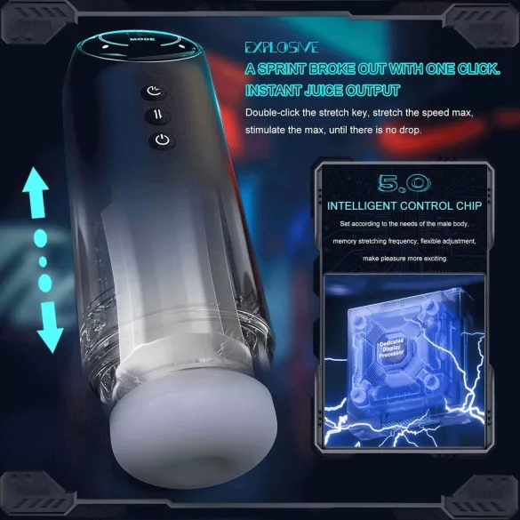 Leopard - automaatne masturbator imemis- ja vibreeriva funktsiooniga - must