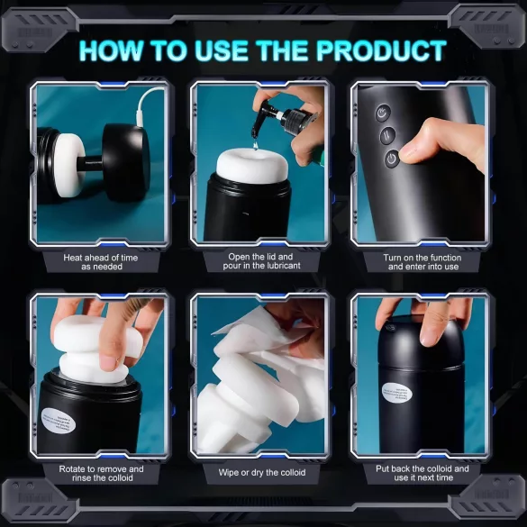 Leopard - automaatne masturbator imemis- ja vibreeriva funktsiooniga - must