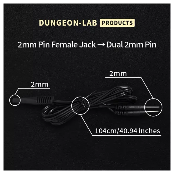 DG-LAB - 2 mm elektroodi pikendus- ja jagamiskaabel (must)