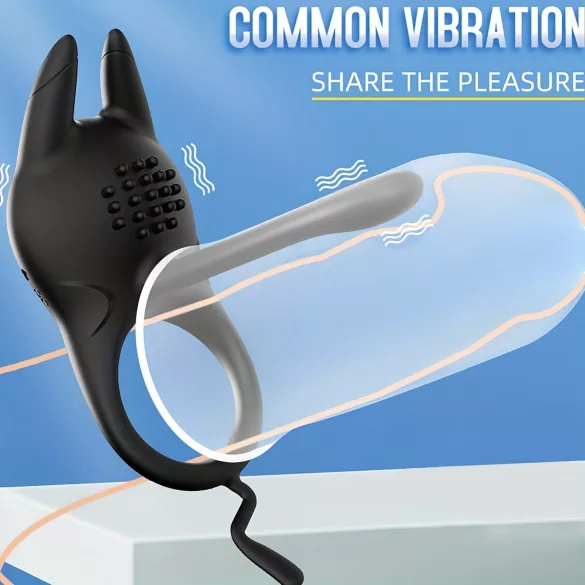 AlvUp - vibreeriv peeniserõngas kliitoristimulaatoriga - must