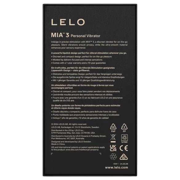 LELO Mia 3 - minivibraator reisile - huulepulga kujuline - roosa