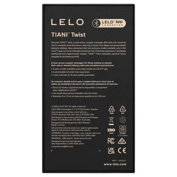 LELO Tiani Twist - nutikas paarivibraator (lilla)