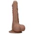 RealRock 7 - elutruu munanditega dildo (17cm) - tume naturaalne