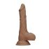RealRock Käsitööd Dildo 10 - elutruu, munanditega (25cm) - tume naturaalne