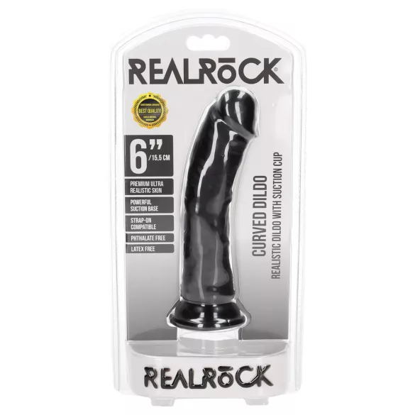 RealRock - realistlik dildoga iminapaga - 15,5 cm - must
