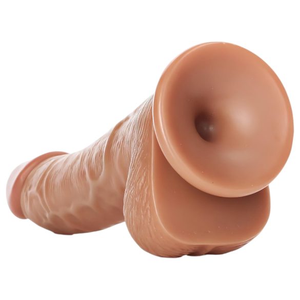 RealRock - dildoga testiklitega iminapaga - 15,5 cm tume naturaalne