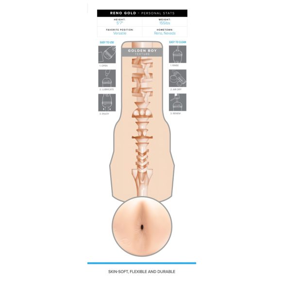 Fleshjack Reno Gold - realistlik anaalmasturbaator - naturaalne