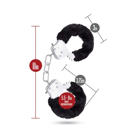 Temptasia - käeraudade komplekt - pehme plüüs - must