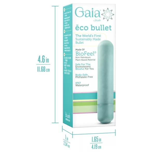 Gaia Eco M - keskkonnasõbralik vibreeriv pulk (türkiissinine) - keskmine