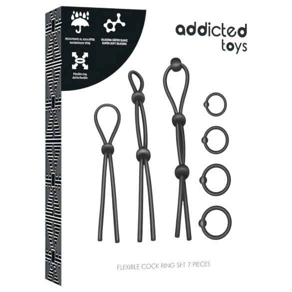 Addicted Toys - silikoonist peeniserõngaste komplekt - 7 tk - must