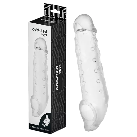 Addicted Toys - peeniskattekumm munandite rõngaga - 23 cm läbipaistev