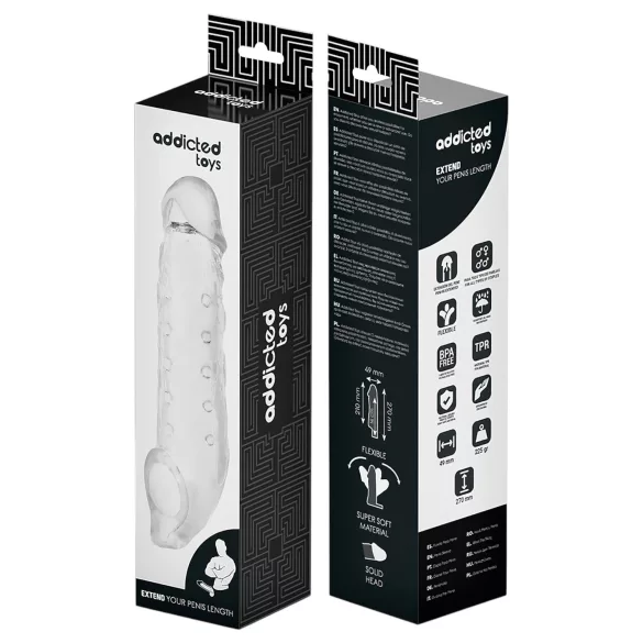 Addicted Toys - peeniskattekumm munandite rõngaga - 23 cm läbipaistev
