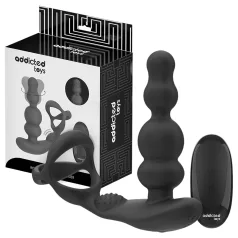   Addicted Toys - anaalvibraator pöörleva otsaga ja peeniserõngas - must