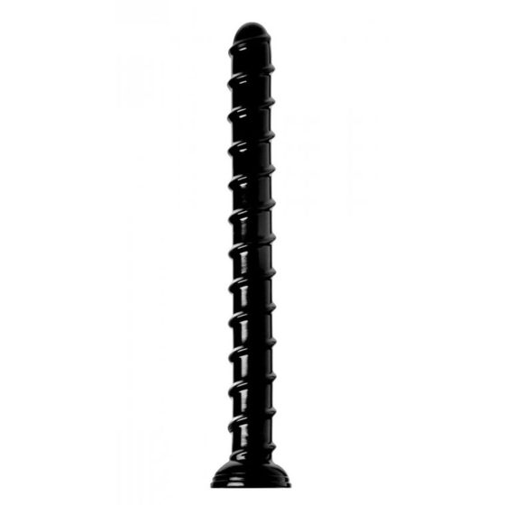 Hosed Swirl Anal Snake 18 - twisted, clamp-on, long anal dildo (black)