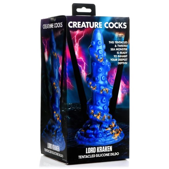 Creature Cocks Kraken - spiraalne dildo kaheksajala käega - 21 cm - kuld-sinine