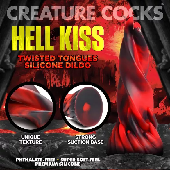 Creature Cocks Hell Kiss - keerdunud silikoondildo - 19 cm (punane)