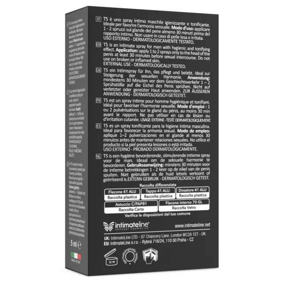 Intimateline T5 - meestele mõeldud viivitussprei (5 ml)