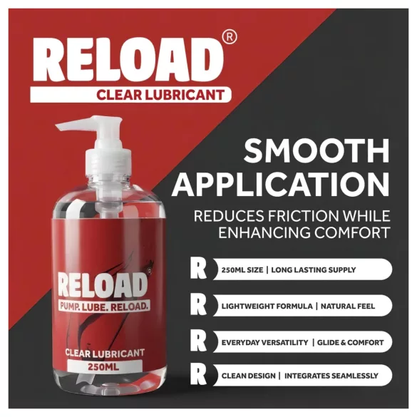 Reload - läbipaistev veepõhine libesti pump-pudelis (250 ml)