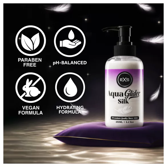 EXS AquaGlider Silk - siidjas veepõhine libesti pumbaga pudelis (250 ml)