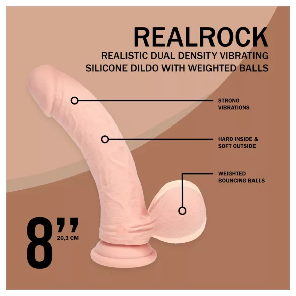 RealRock - topelttihedusega naturaalne vibraator (ihukarva) - 20 cm