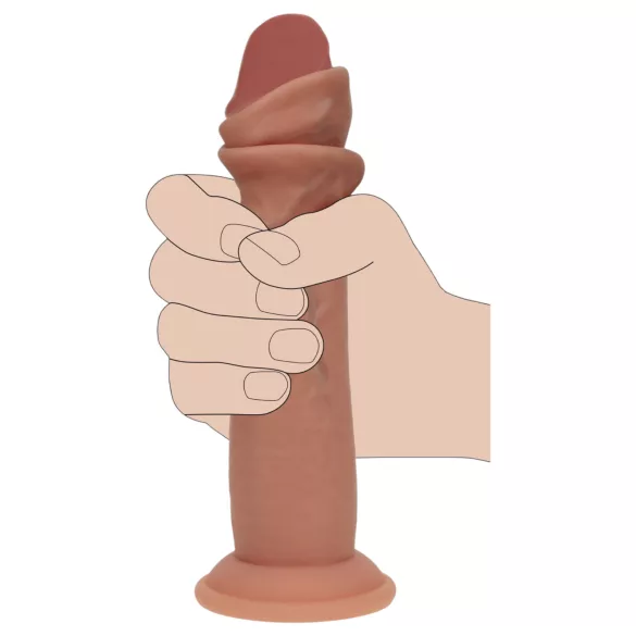 RealRock - topelttihedusega naturaalne dildo (päevitunud) - 15,5 cm