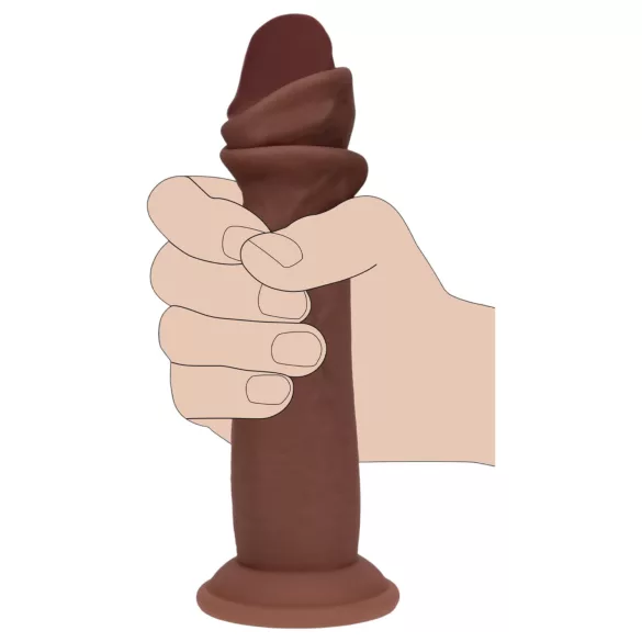 RealRock - topelttihe realistlik dildo (pruun) - 18,5 cm