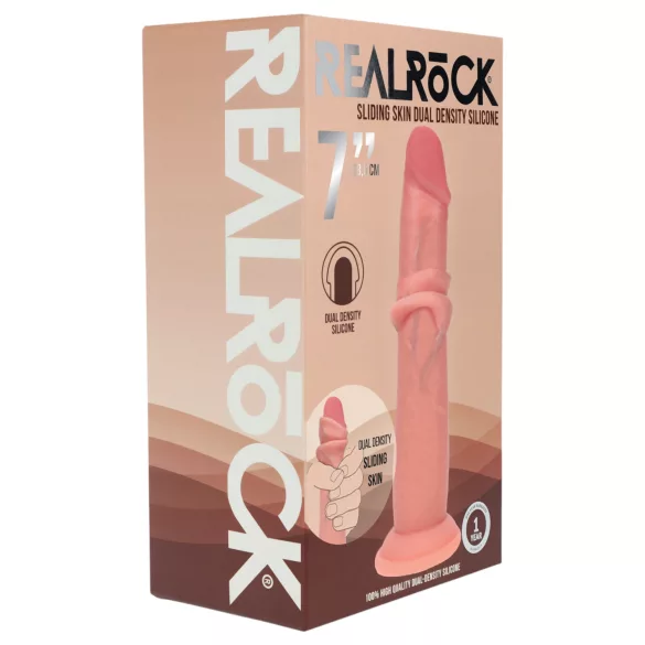RealRock - topelttihe realistlik dildo (nahatooni) - 18,5 cm