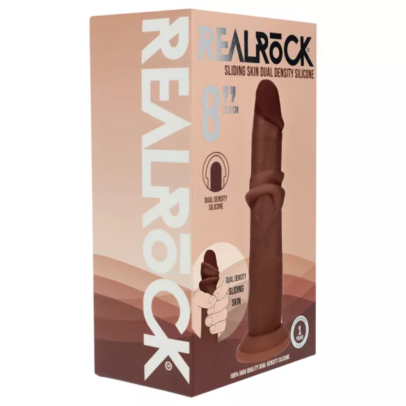 RealRock - topelttihedusega realistlik dildo (pruun) - 20,5 cm
