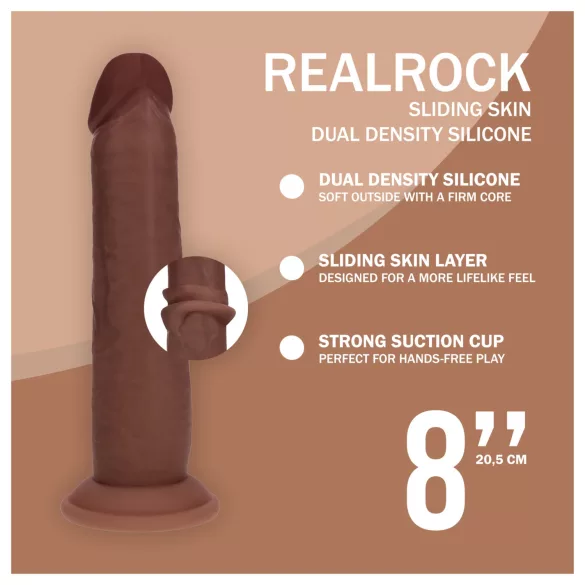 RealRock - topelttihedusega realistlik dildo (pruun) - 20,5 cm