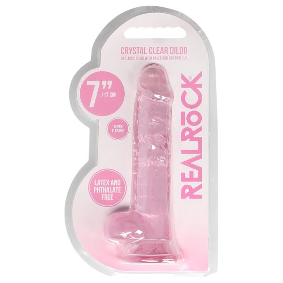 REALROCK - läbipaistev elutruu dildo - roosa (17 cm)