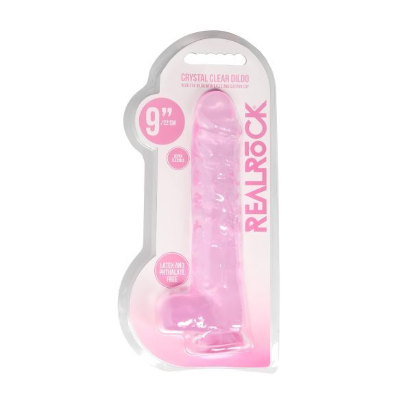 REALROCK - läbipaistev elutruu dildó - roosa (22 cm)