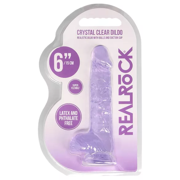 RealRock - realistlik dildoo - läbipaistev lilla 15cm