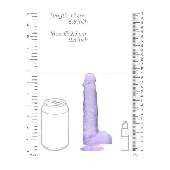 RealRock - realistlik dildoo - läbipaistev lilla 15cm